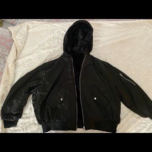 Zara reversible satin/faux fur jacket